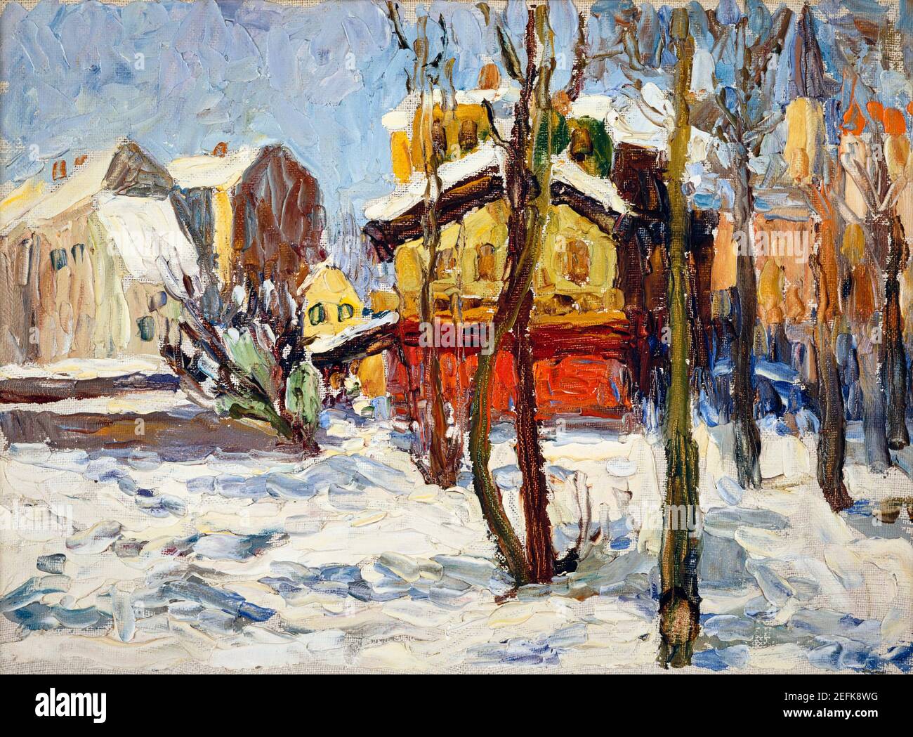 Kandinsky Malerei. 'Winter in Schwabing' von Wassily Kandinsky (1866-1944), Öl auf Karton, 1902 Stockfoto