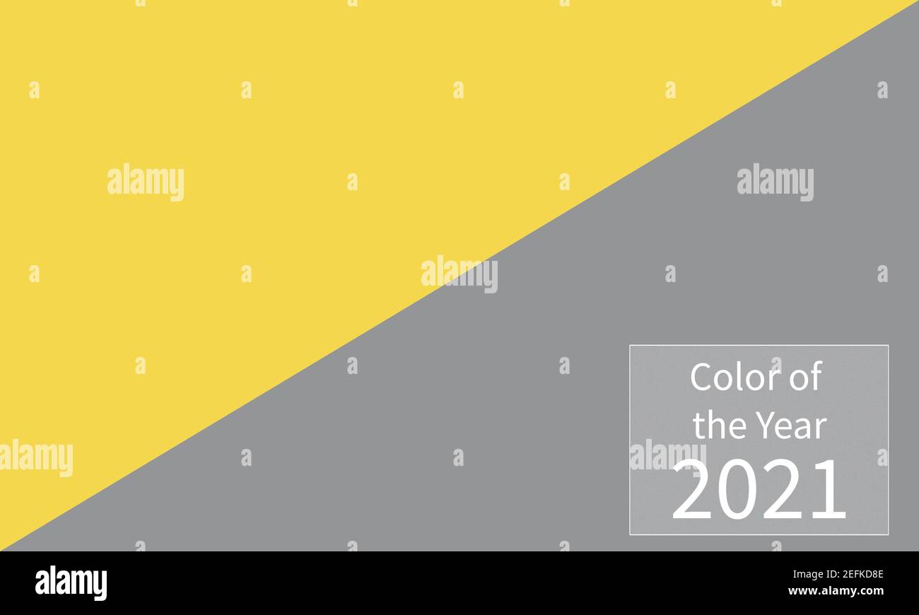 Winnyzja, Ukraine - 15. Januar 2021. Trendfarben des Jahres 2021. Leuchtend gelb und ultimative graue Farbe. Stock Vektor
