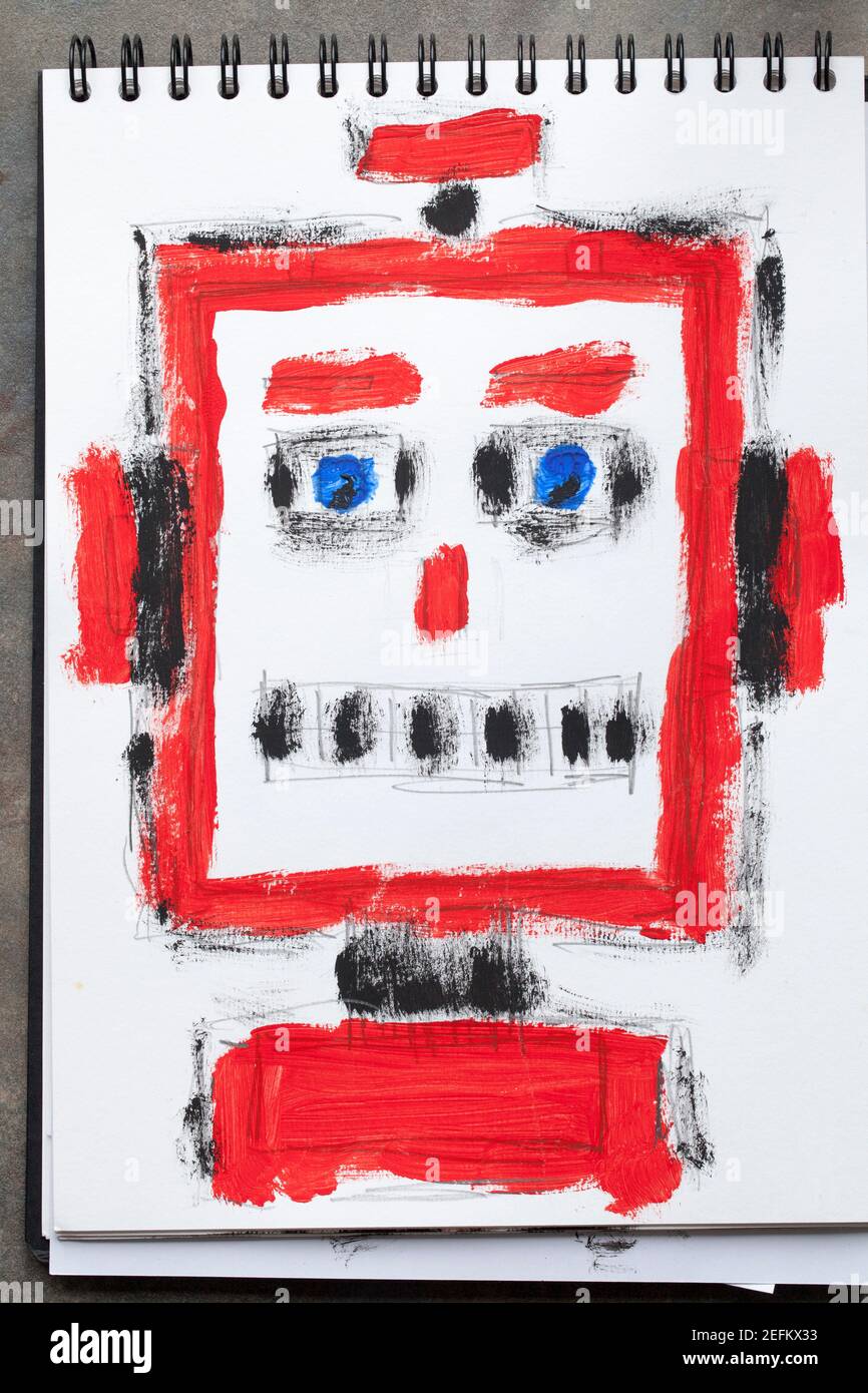 Amateur Kunst Malerei des Roboters Stockfoto
