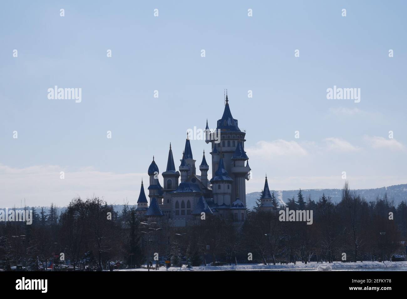 Sazova Tale Castle in Dawn Eskisehir/TÜRKEI Stockfoto