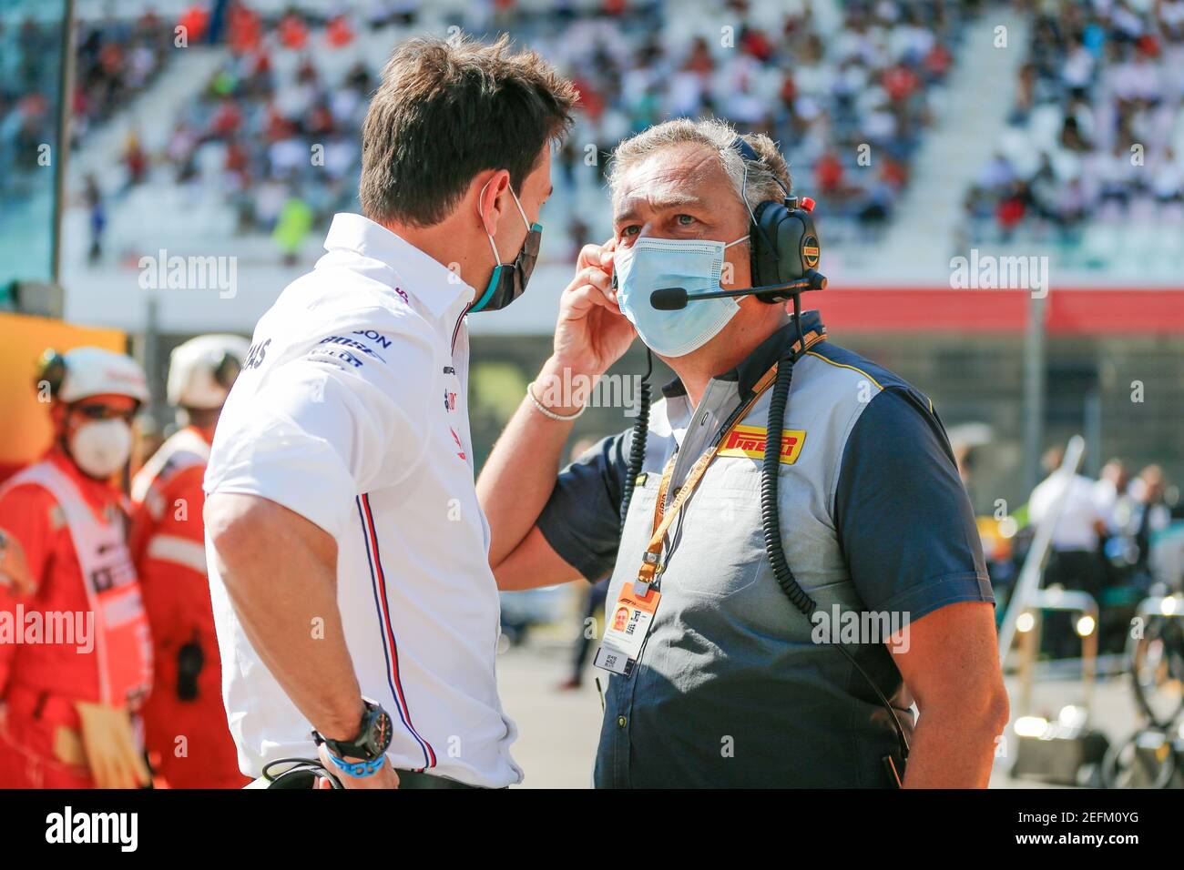 ISOLA Mario (ita), Motorsport Racing Manager von Pirelli, WOLFF Toto (aut), Team Principal & CEO Mercedes AMG F1 GP, Portrait während der Formel 1 Pirelli Gran Premio della Toscana Ferrari 1000 2020, 2020 Tuscan Grand Prix, vom 11. Bis 13. September 2020 auf dem Autodromo Internazionale del Mugello, In Scarperia e San Piero, bei Florenz, Italien - Foto Antonin Vincent / DPPI Stockfoto