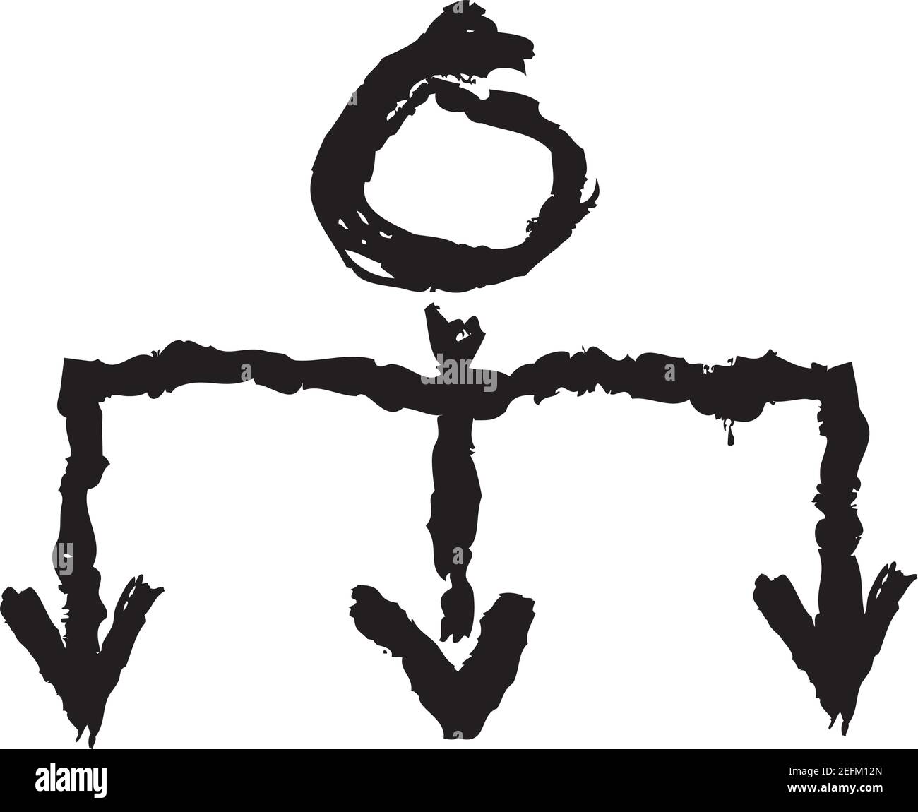 Vektordarstellung eines Pfeildiagramms, das aussieht, als wäre es von Hand gezeichnet worden. Stock Vektor