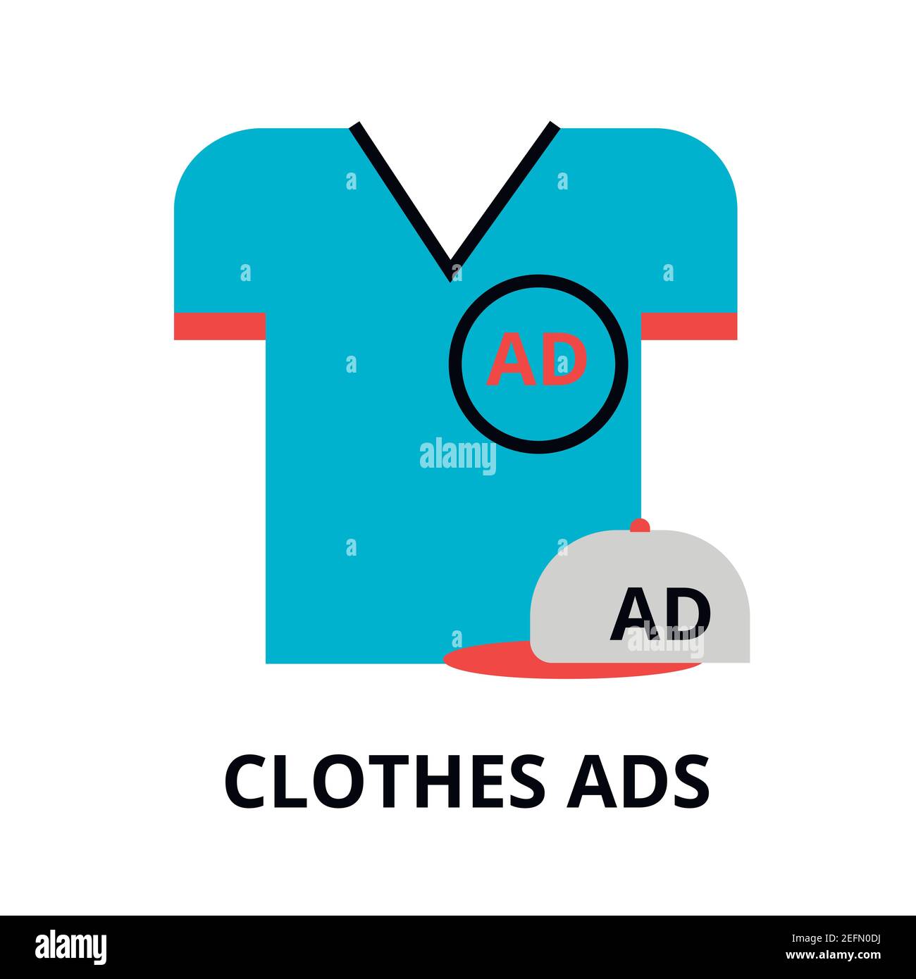 Moderne flache dünne Linie Design Vektor Illustration, Konzept der Werbung auf Kleidung, für Grafik-und Web-Design Stock Vektor