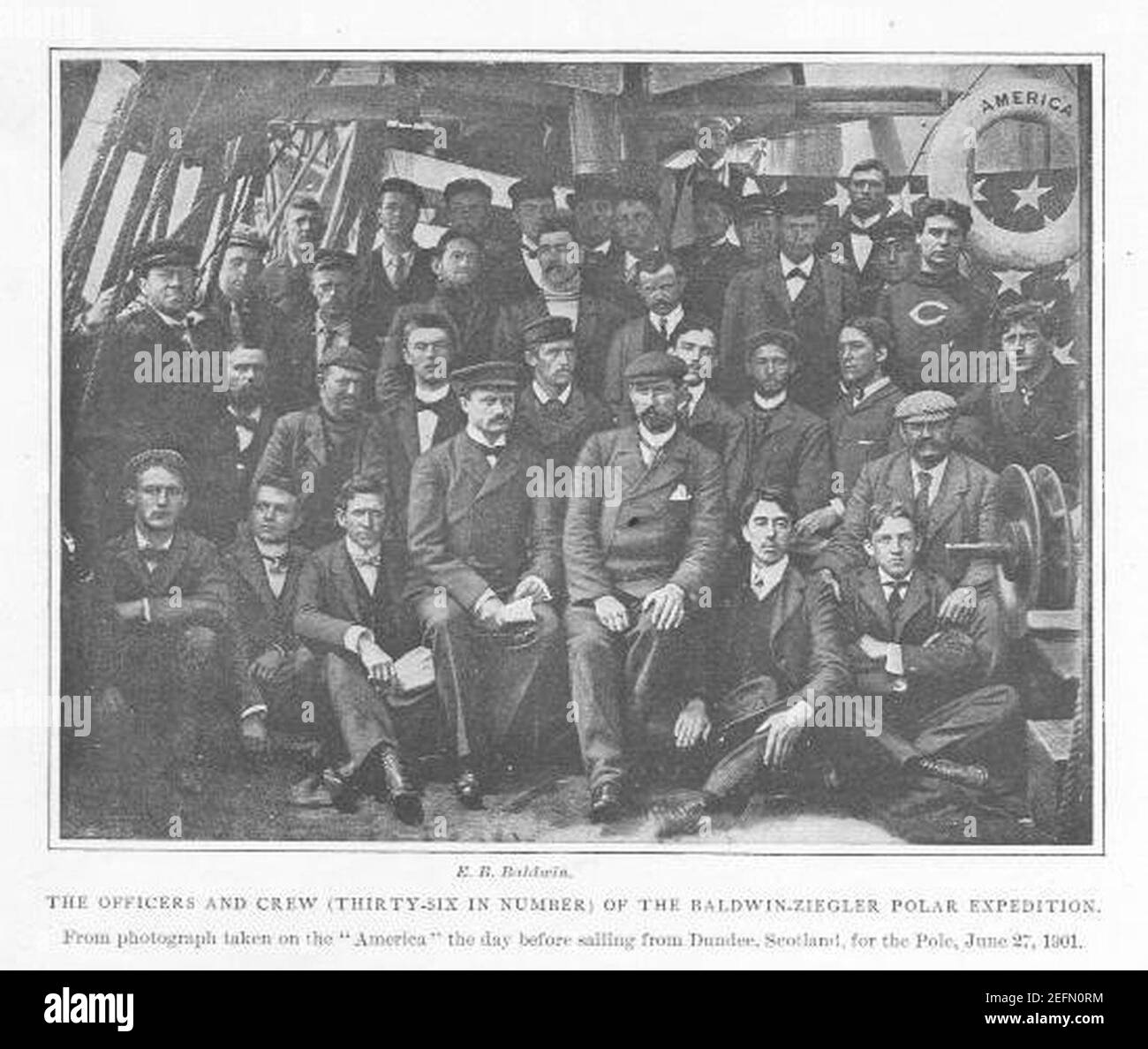 Offiziere und Crew der Baldwin-Ziegler Polar Expedition. Stockfoto