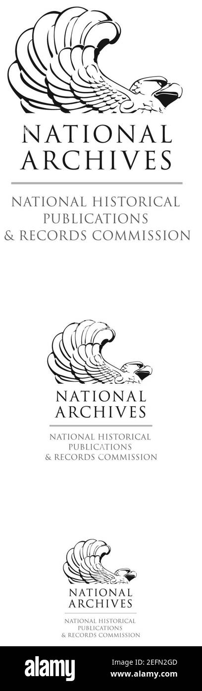 Offizielles Logo der Nationalen Kommission für historische Veröffentlichungen und Aufzeichnungen. Stockfoto