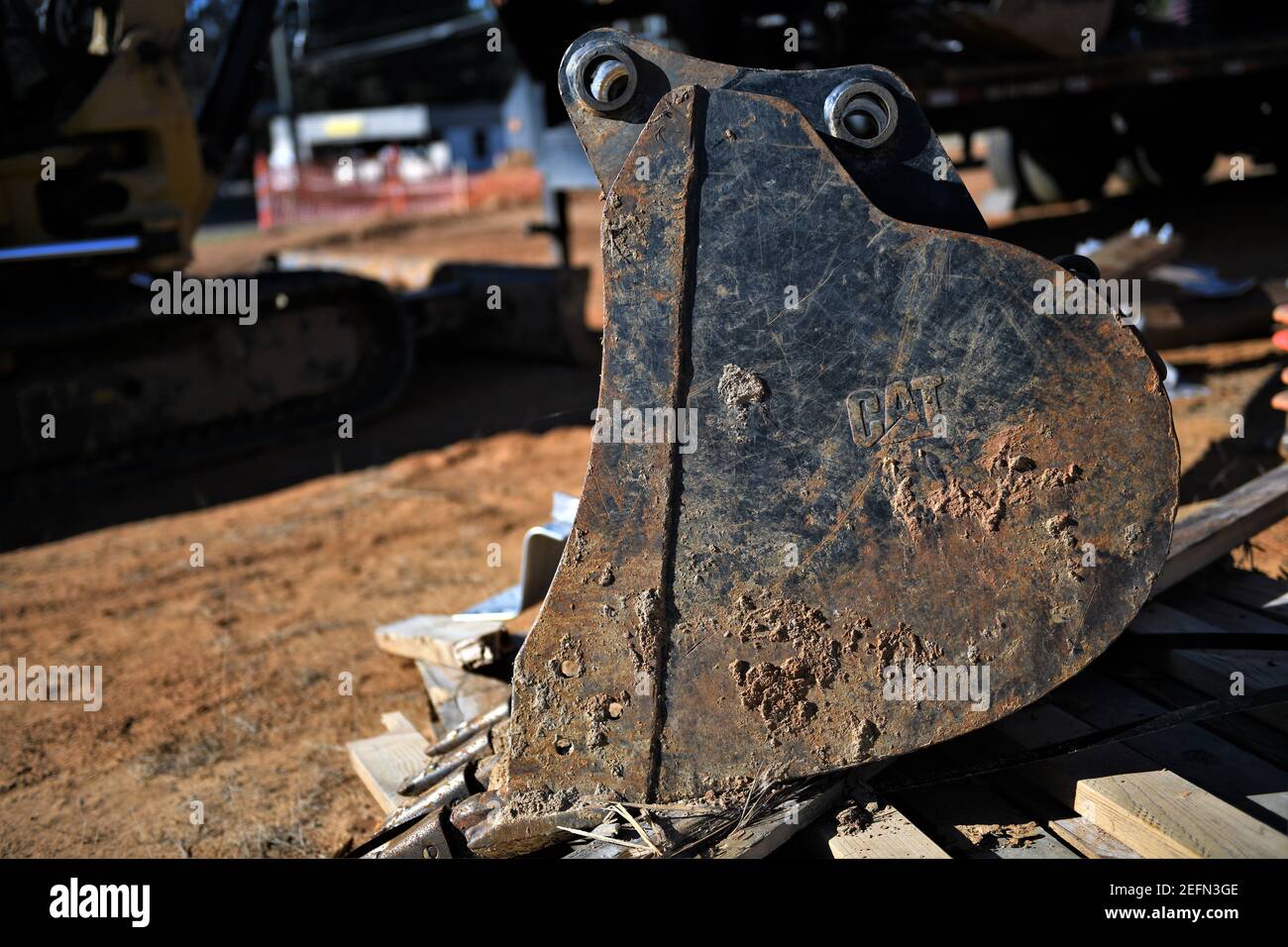 Caterpillar-Eimer. Stockfoto