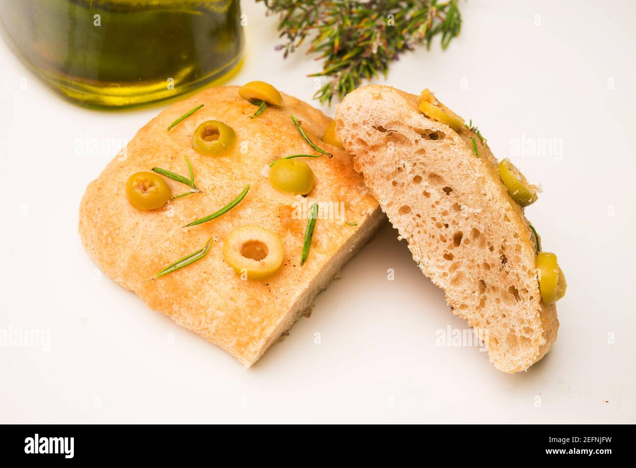 Einfache Rosmarin Knoblauch Focaccia Brot Stockfoto