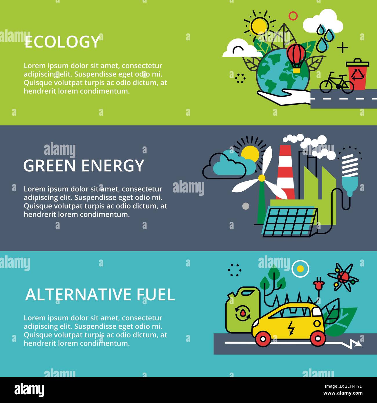 Moderne flache dünne Linie Design Vektor Illustration, Infografik Konzept der Ökologie Problem, grüne Energie und alternative Brennstoff, für Grafik und Web-Design Stock Vektor