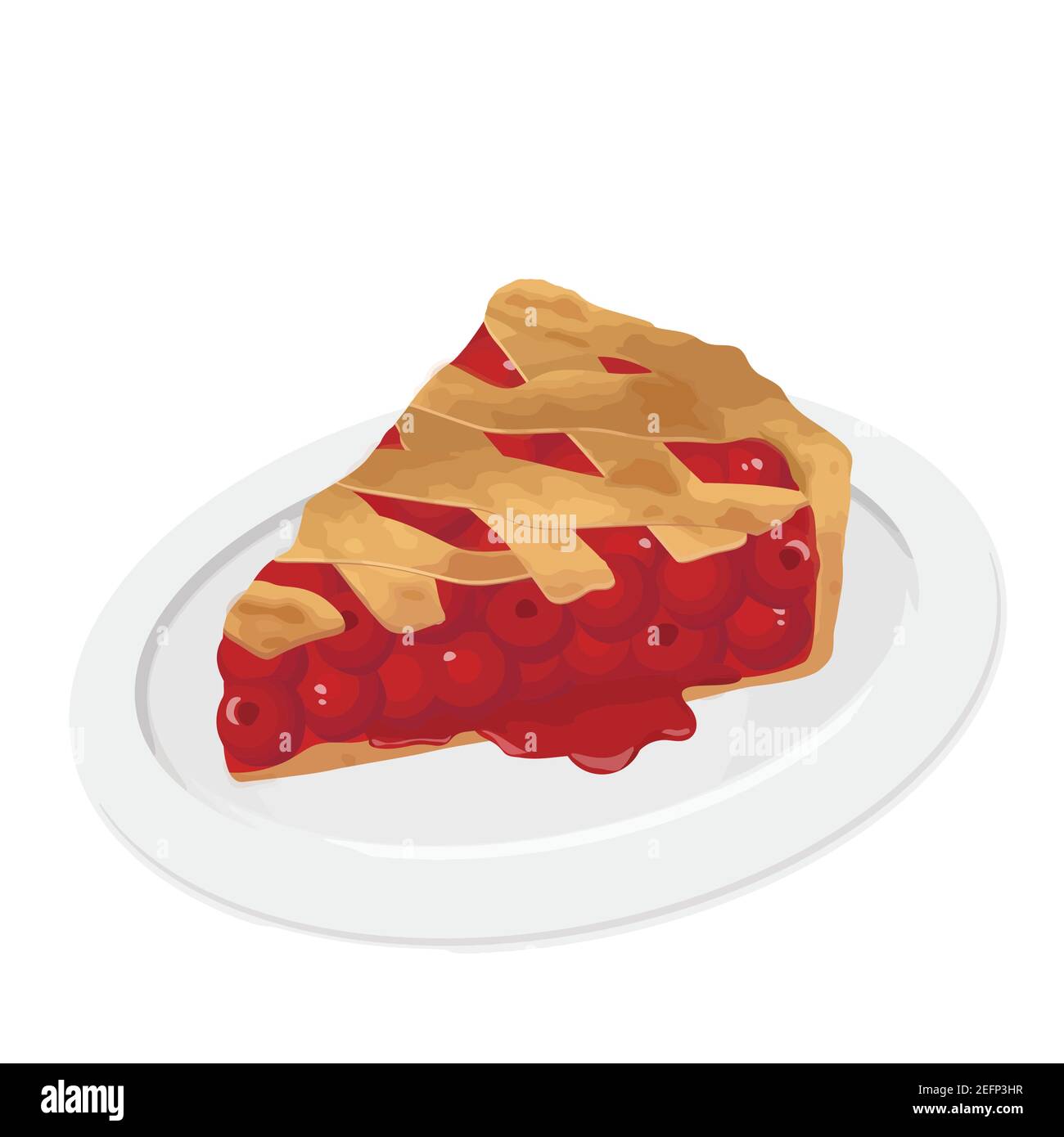 Kirschkuchenscheibe auf weißem Hintergrund, Vektorgrafik Stock Vektor