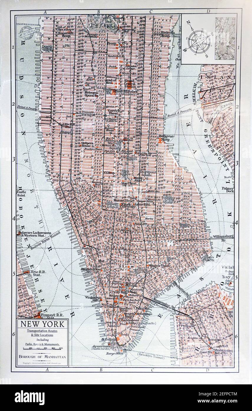1910 Karte von Lower New York City Stockfoto