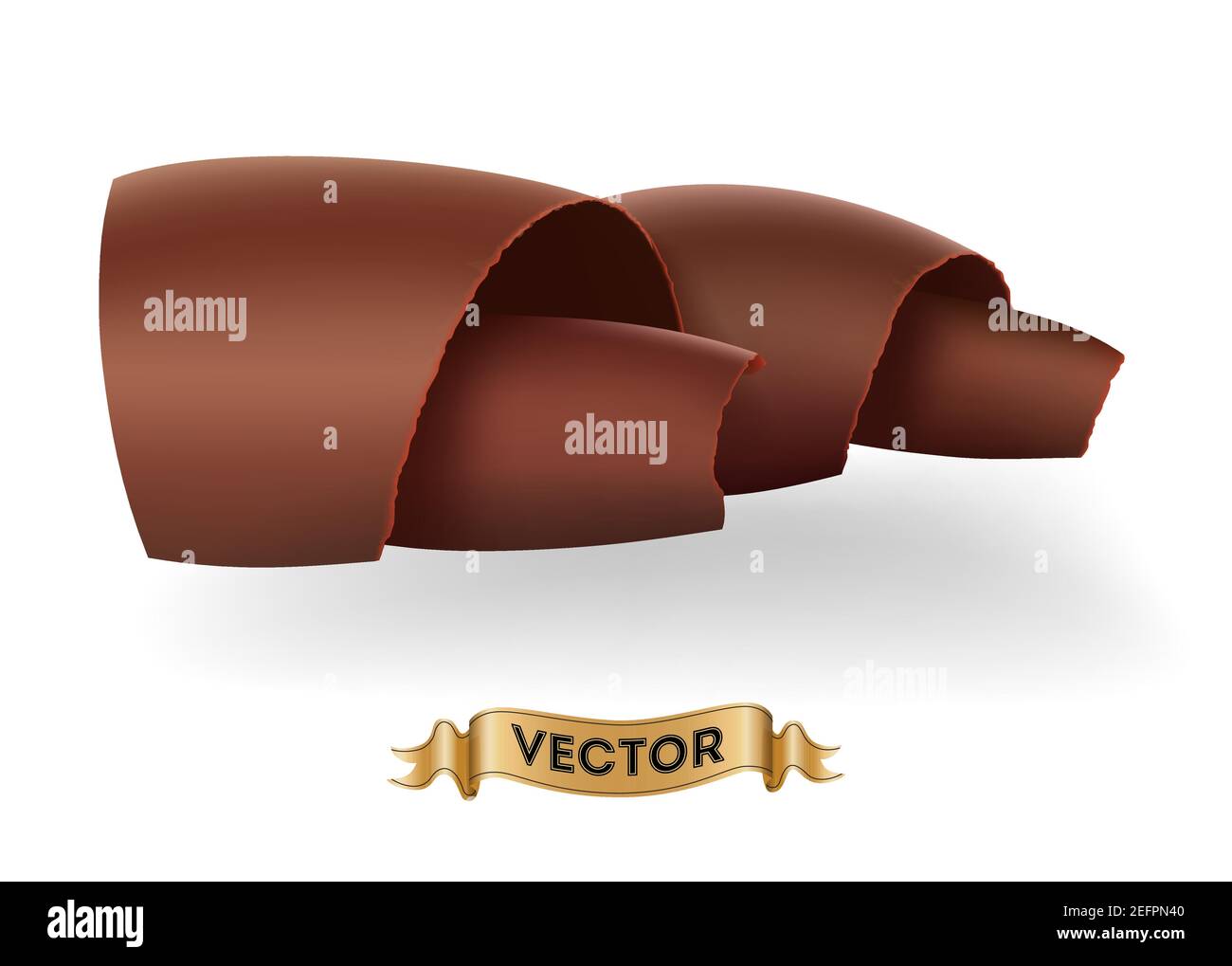 Schokoladenspäne auf weißem Hintergrund, realistische Vektorgrafik Nahaufnahme Stock Vektor