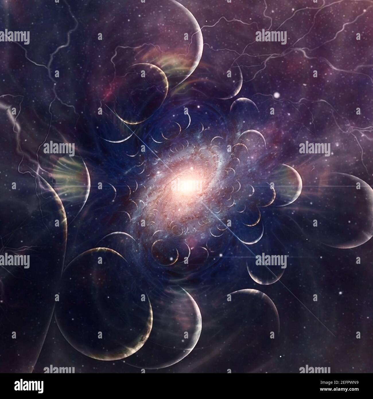 Tiefraum und Planet fraktal. 3D Rendern. Stockfoto