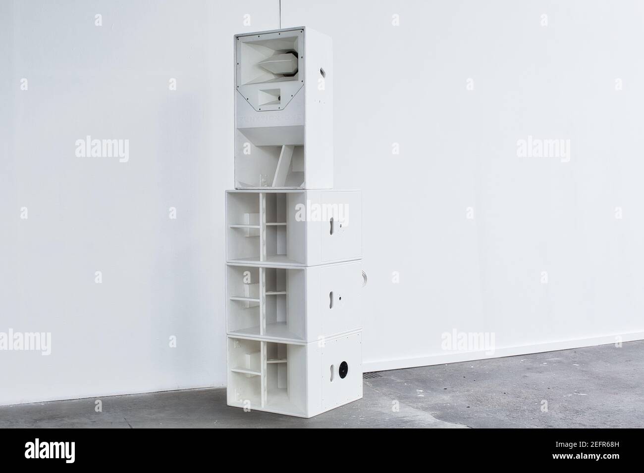 Lautsprecher Audio Ton weiß Stockfoto