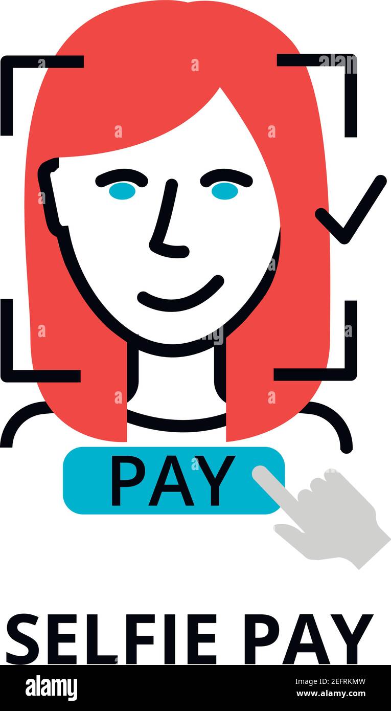 Moderne flach editierbare Linie Design Vektor Illustration, Selfie Pay-Symbol, für Grafik-und Web-Design Stock Vektor