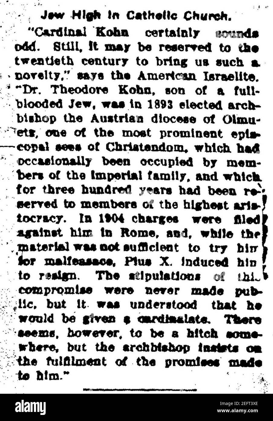 Zum Rücktritt von Erzbischof Kohn (L'Abeille de la Nouvelle-Orléans 1910-03-31) . Stockfoto