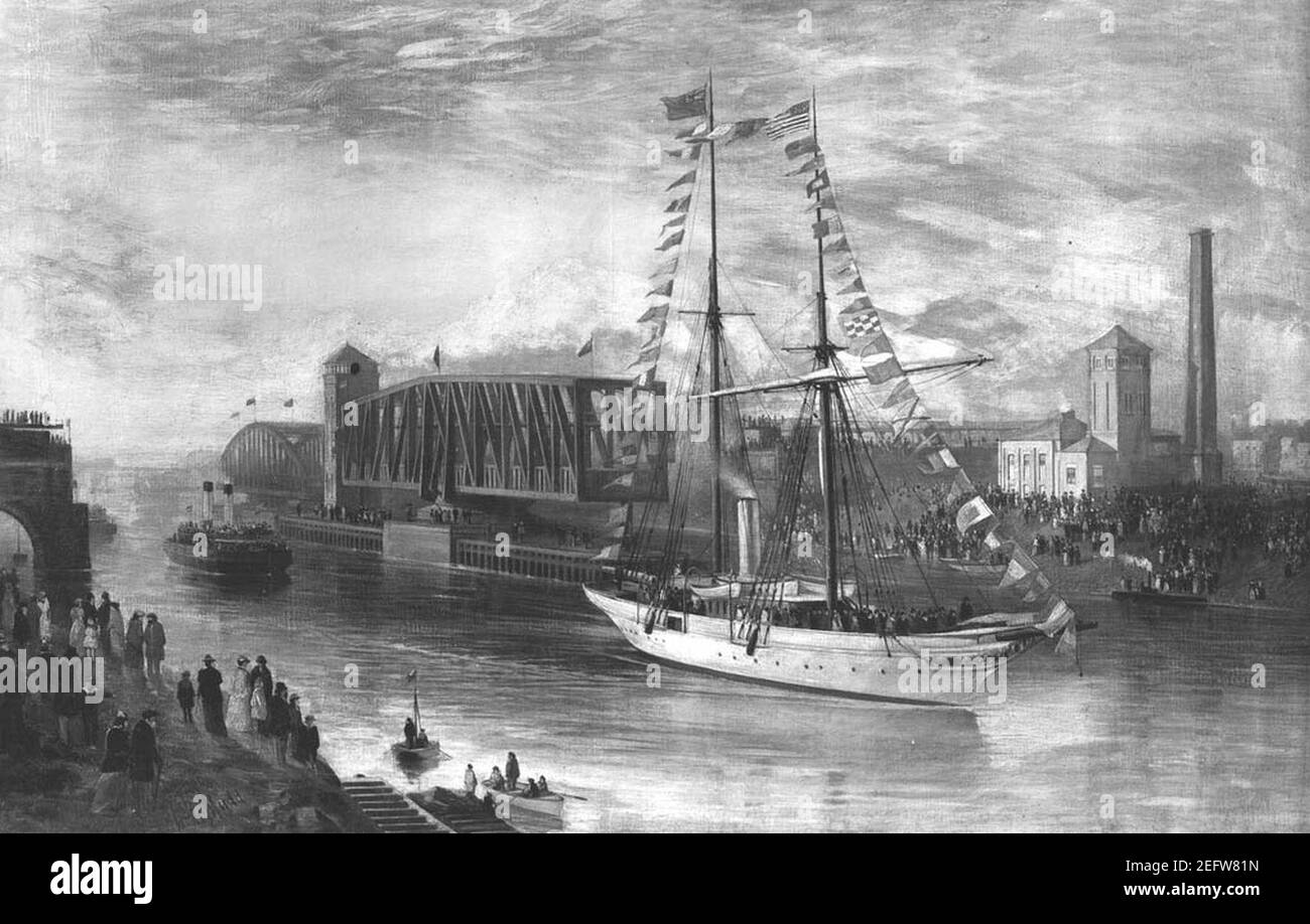 Eröffnung des Manchester Ship Canal durch die Yacht Norseman 1894. Stockfoto