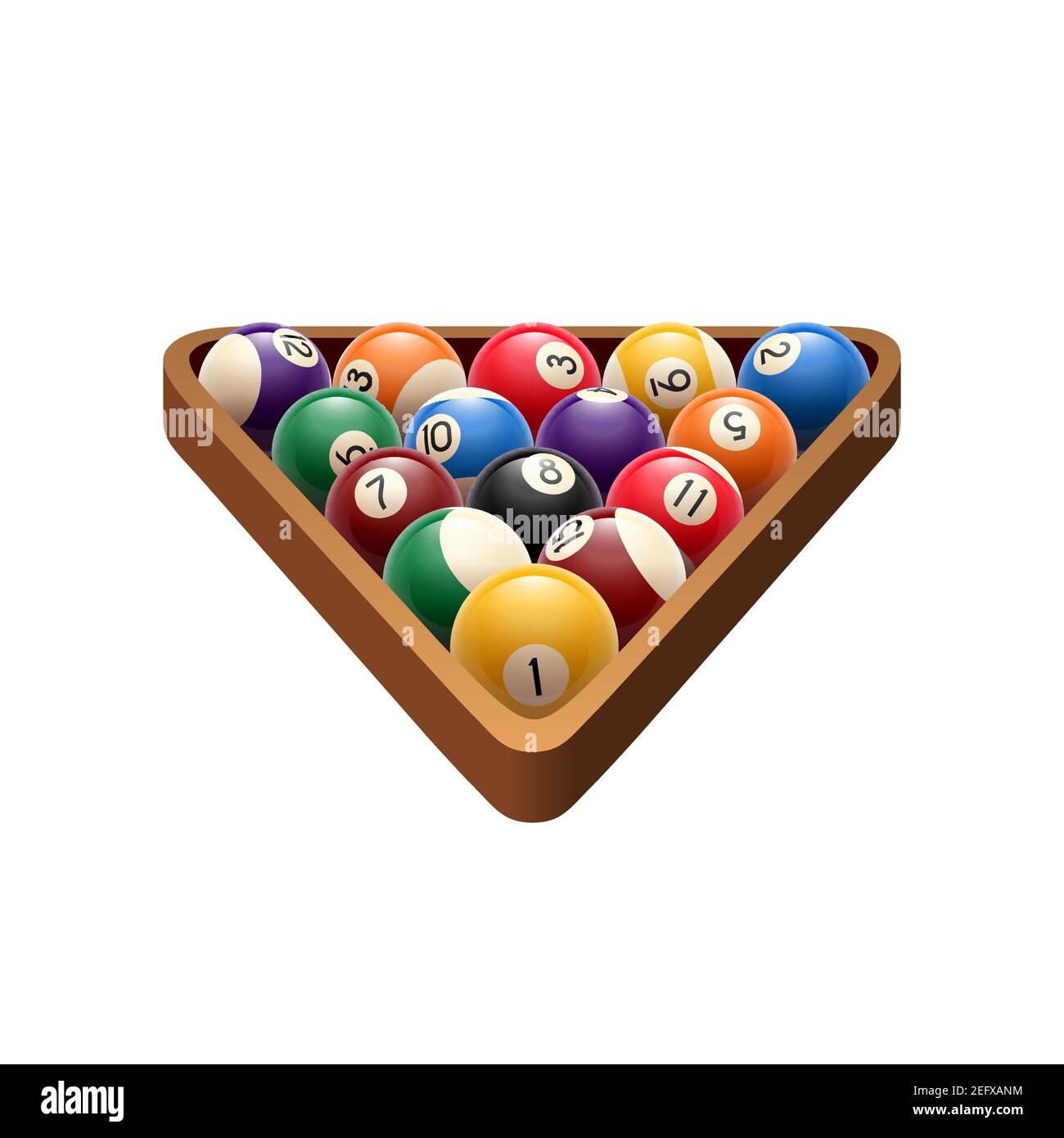 Pool oder American Billard Bälle in Dreieck. Vektor isolierte Symbol der Snooker Farbe Kugeln