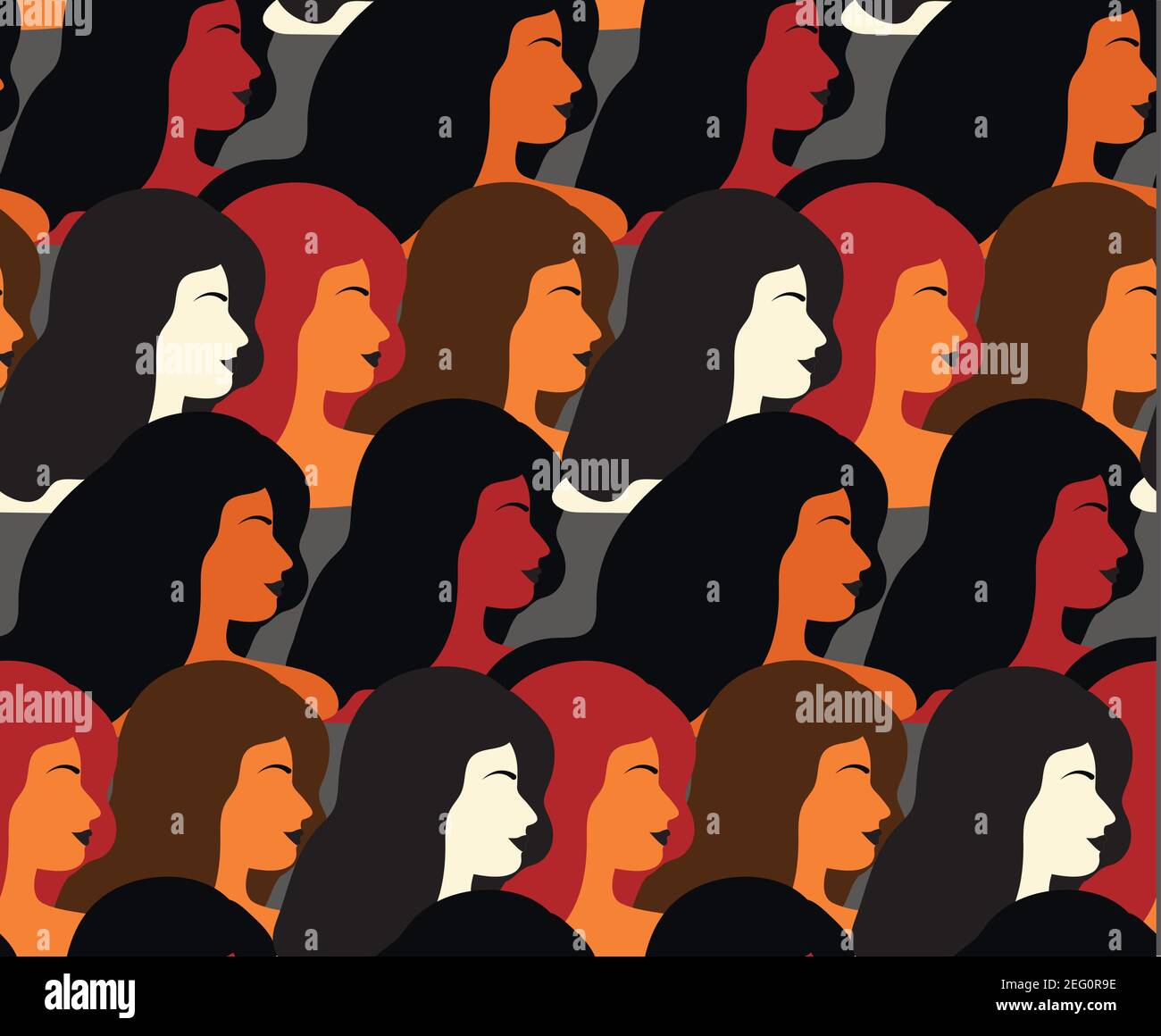 Internationaler Frauentag 8. März. Vektor-Illustration mit Frauen verschiedener Nationalitäten und Kulturen. Kampf für Freiheit, Unabhängigkeit, Gleichheit Stock Vektor