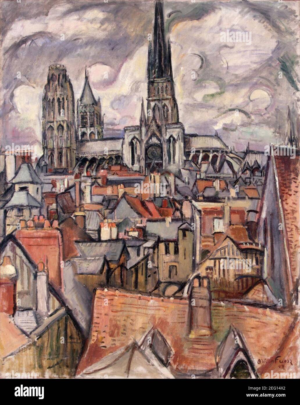 Othon Friesz - Dächer und Kathedrale in Rouen - Hermitage. Stockfoto