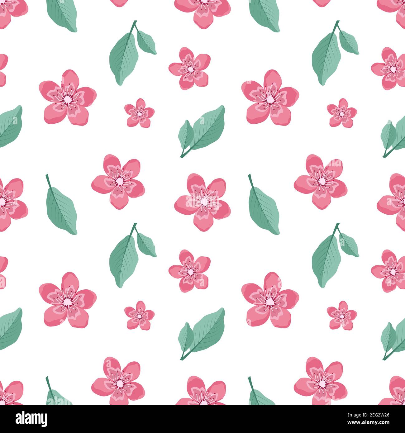 Niedliches, stilvolles Nahtmuster mit Sakura-Blüten und Zweigen Stock Vektor