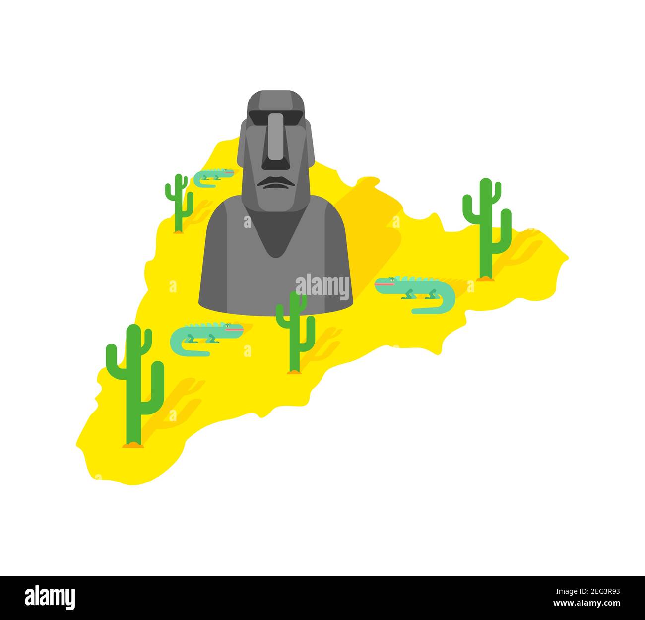 Karte der Osterinsel und Moai Idol. Alte Statuen. vektor-Illustration Stock Vektor