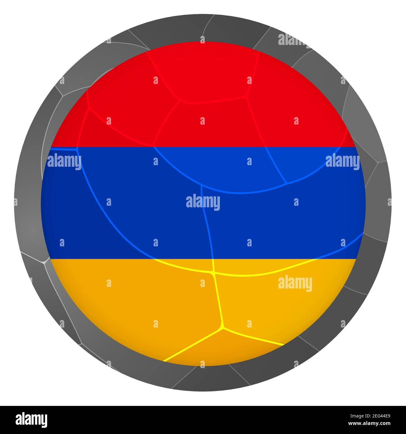 Glaskugel mit Flagge Armeniens. Runde Kugel, Vorlagensymbol. Armenisches nationales Symbol. Glänzende realistische Kugel, 3D abstrakte Vektorgrafik Stock Vektor