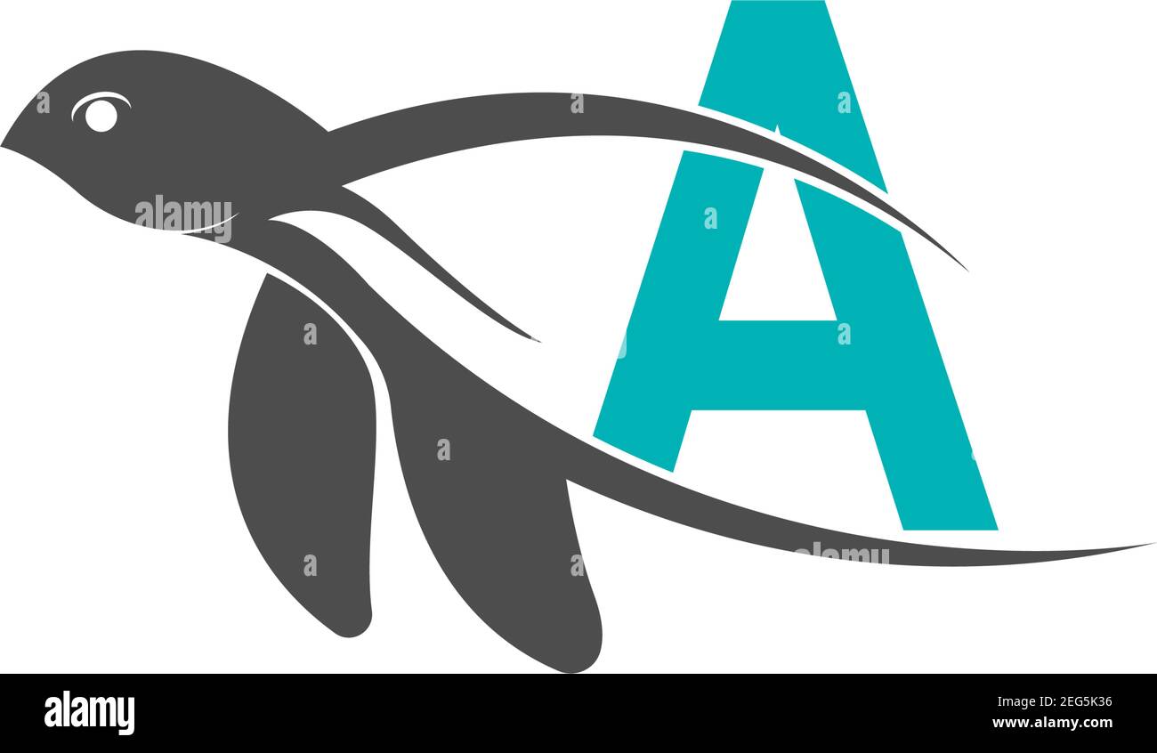 Meeresschildkröte Symbol mit Buchstabe EIN Logo Design Illustration Vorlage Stock Vektor