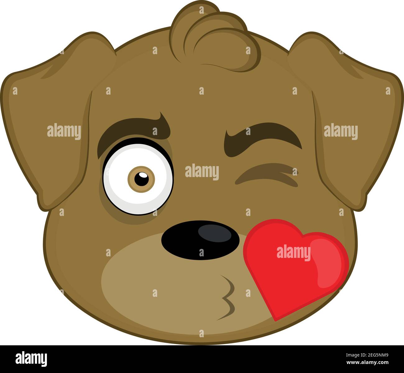Vector Emoticon Illustration Karikatur eines Hundes´s Kopf mit einem Ausdruck der Liebe geben einen herzförmigen Kuss Stock Vektor