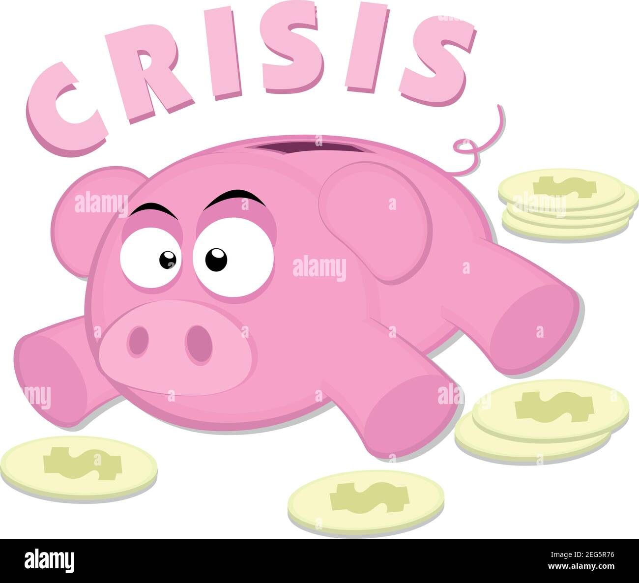 Vektordarstellung eines Sparschweines in voller Krise Stock Vektor
