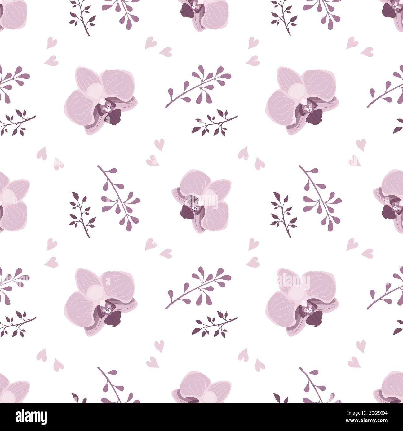 Niedliche stilvolle nahtlose Muster mit rosa Orchidee Blumen und Zweige Stock Vektor