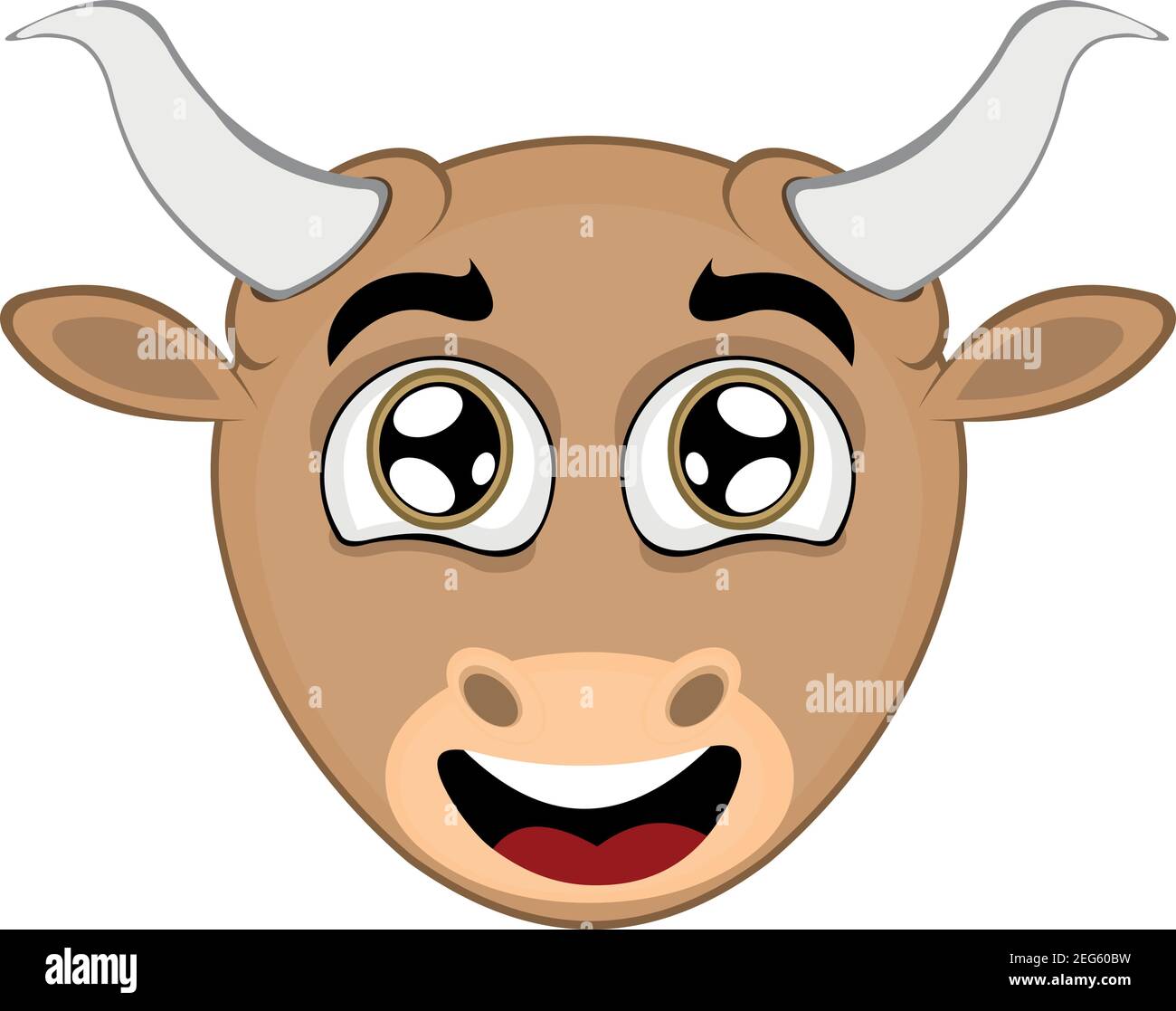 Vektor-Illustration des Gesichts eines niedlichen Stiers Cartoon Stock Vektor
