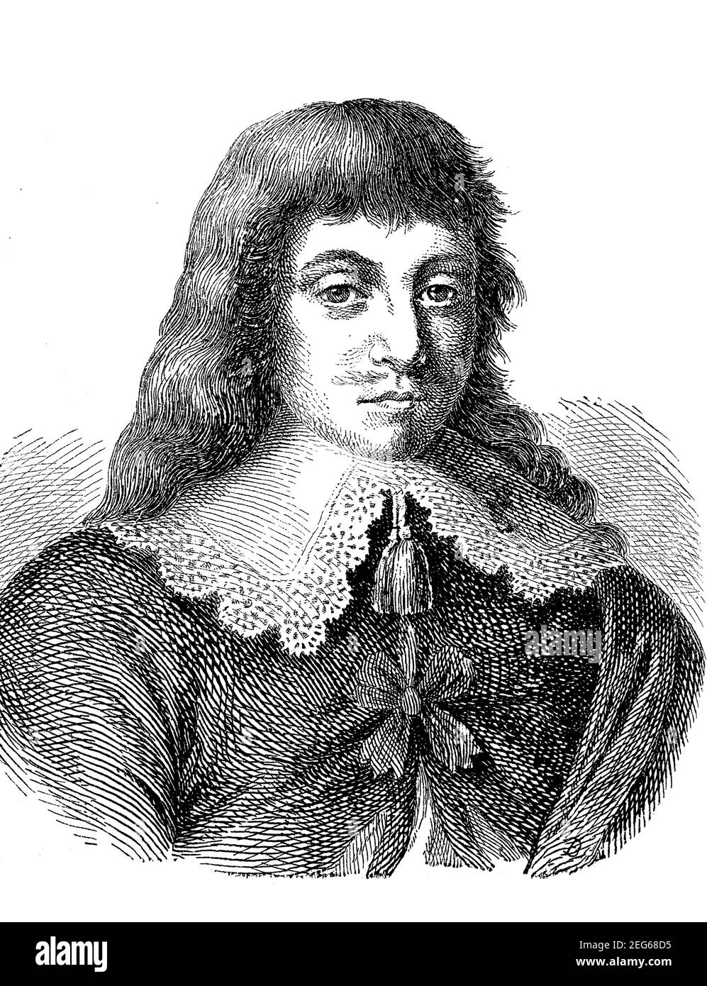 Paul Fleming, 5. Oktober 1609 - 2. April 1640, deutscher Arzt und Schriftsteller. Er gilt als einer der wichtigsten Lyriker der deutschen Barockliteratur / Paul Fleming, 5. Oktober 1609 - 2. April 1640, ein deutscher Arzt und Schriftsteller. Er gilt als einer der bedeutendsten Lyriker der deutschen Barockliteratur, Historisch, historisch, digital verbesserte Reproduktion eines Originals aus dem 19th. Jahrhundert / digitale Produktion einer Originalvorlage aus dem 19. Jahrhundert, Stockfoto