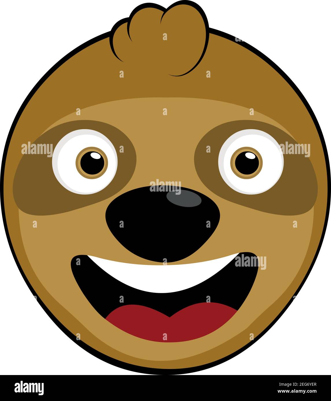 Vector Emoticon Illustration Cartoon eines Faultierkopfes mit einem glücklichen Ausdruck und lächelnd Stock Vektor