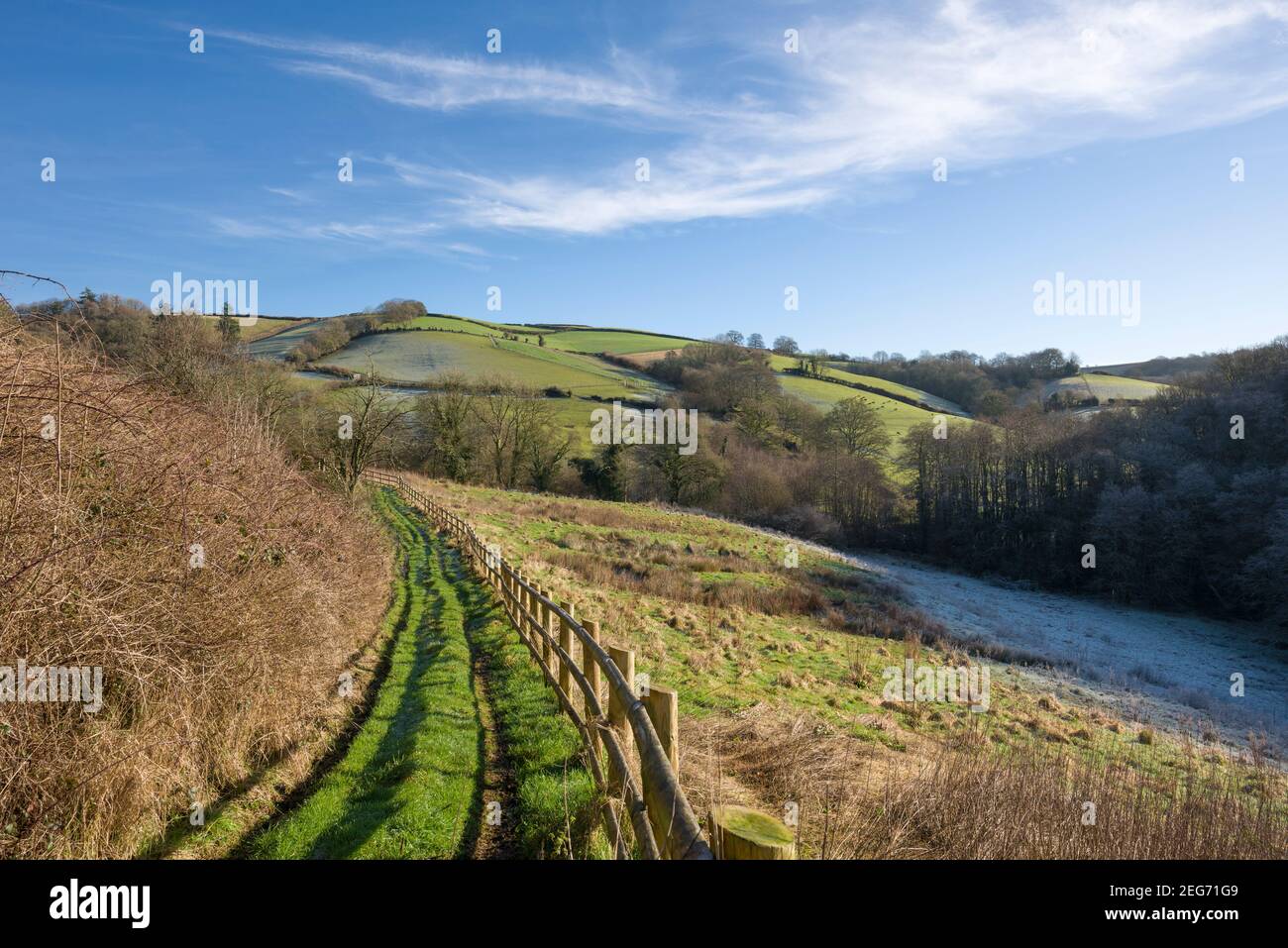 Winterlandschaft bei Bampton im exe Valley, Devon, England. Stockfoto
