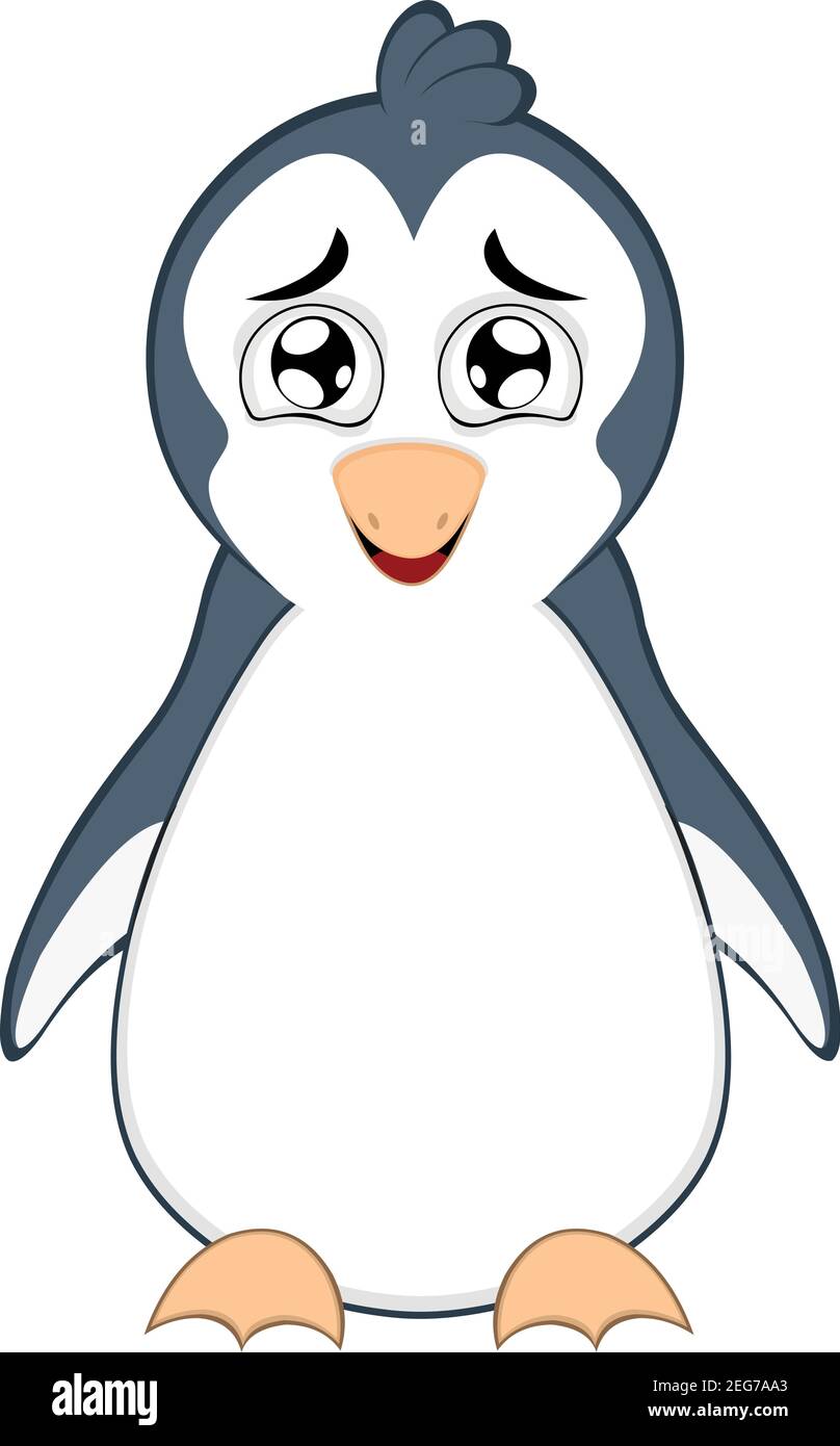 Vektor-Illustration Cartoon eines Pinguins´s Kopf mit einem Ausdruck von Zärtlichkeit, offenen Mund und einem verträumten Blick Stock Vektor