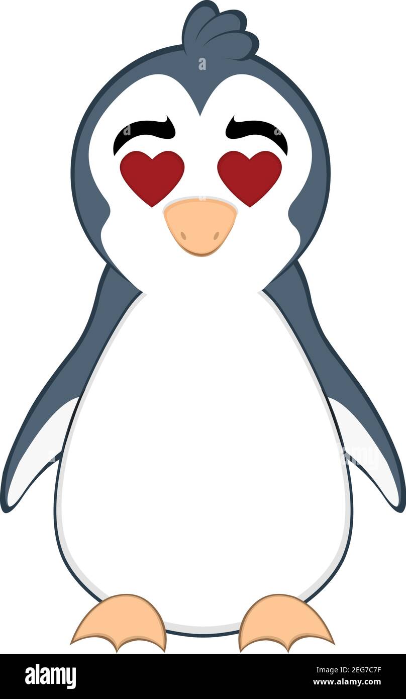 Vector Emoticon Illustration Cartoon eines Pinguins´s Kopf mit einem Ausdruck der Liebe und mit herzförmigen Augen Stock Vektor