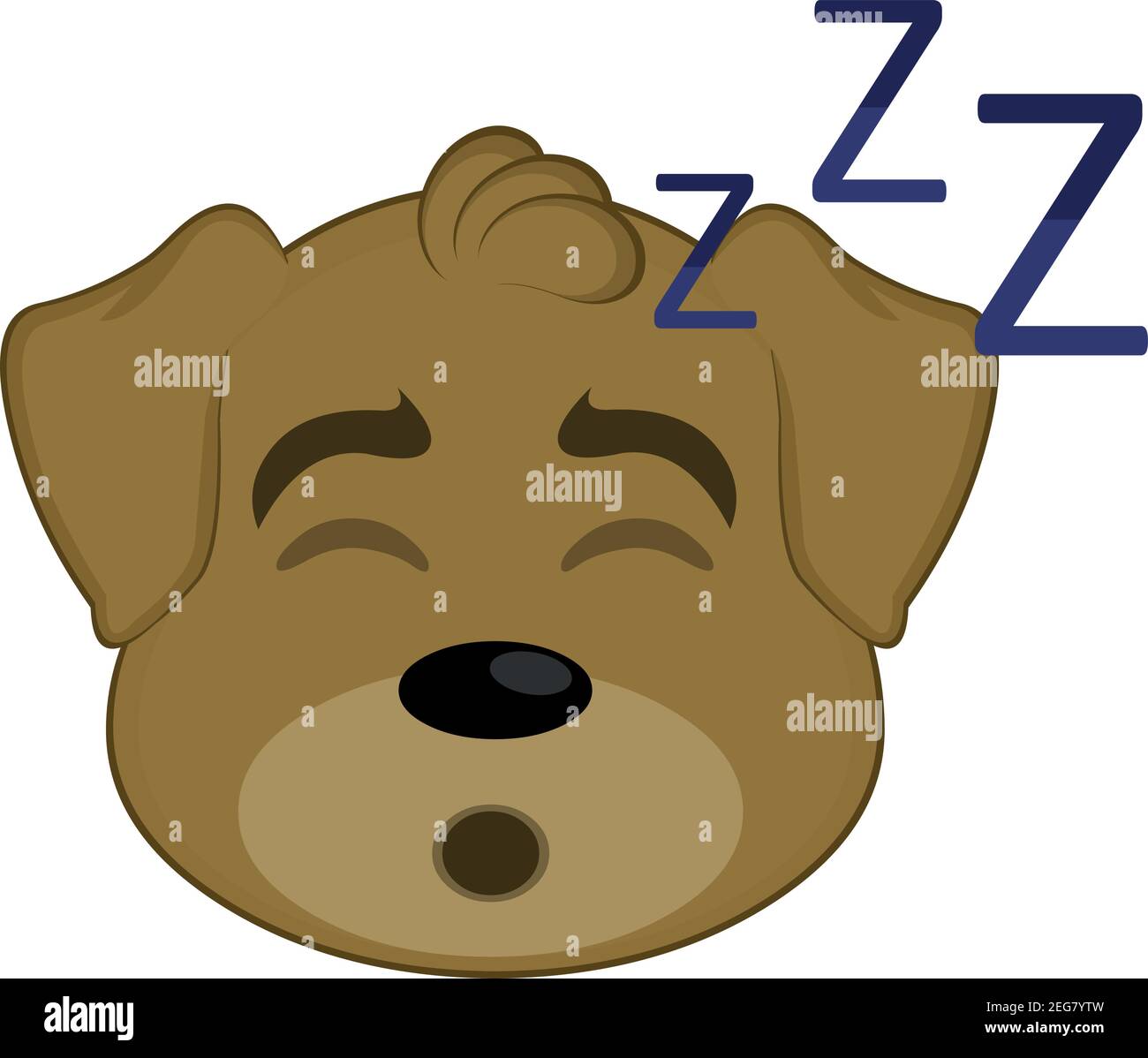 Vector Emoticon Illustration des Gesichts eines Zeichentrickhundes schlafen und mit dem onomatopoeia ZZZ Stock Vektor
