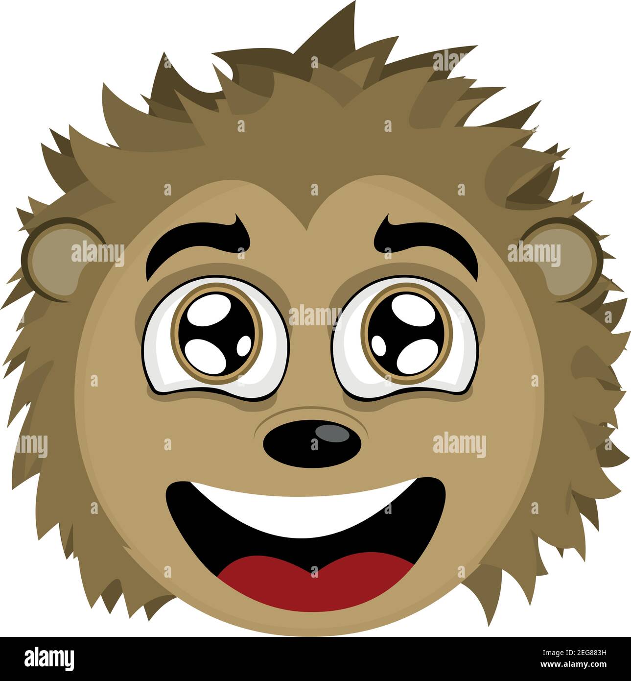 Vector Emoticon Illustration Cartoon eines Stachelschweinkopfes mit einem Ausdruck von Zärtlichkeit, offenem Mund und einem verträumten Look.´s Stock Vektor