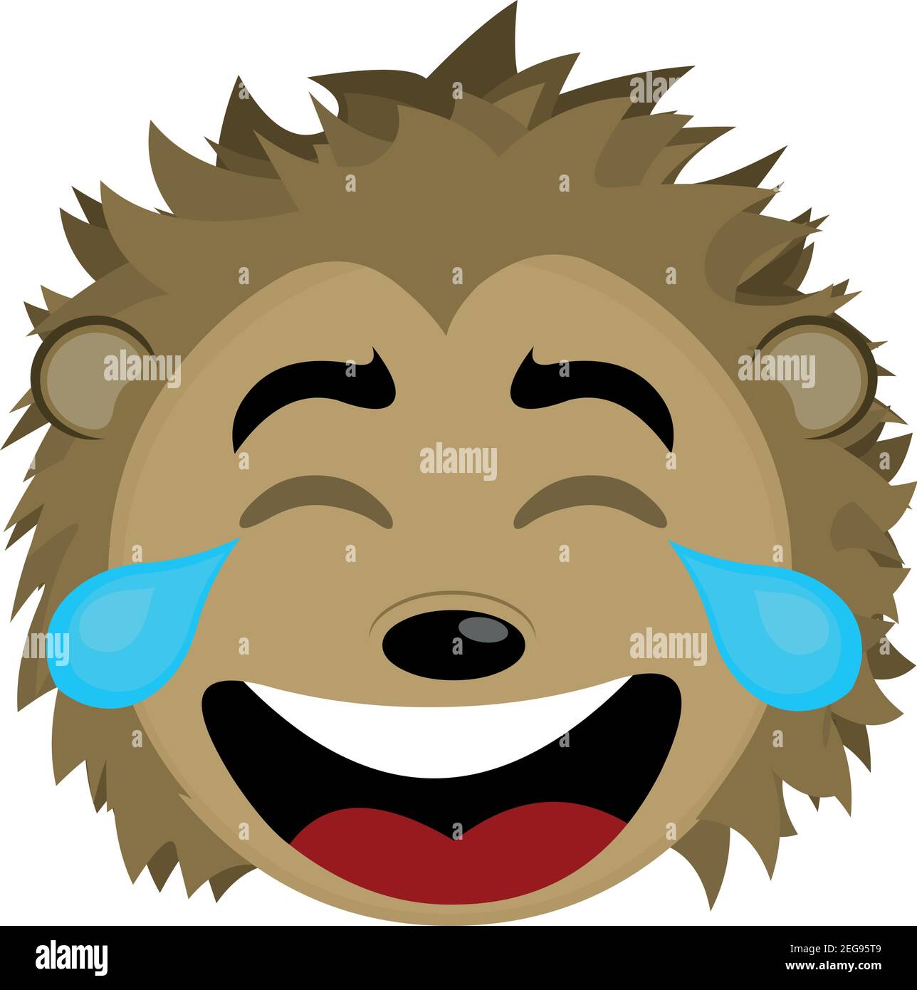 Vector Emoticon Illustration Cartoon eines Stachelschweines´s Kopf mit einem glücklichen Ausdruck , Augen geschlossen und Tränen der Freude Stock Vektor