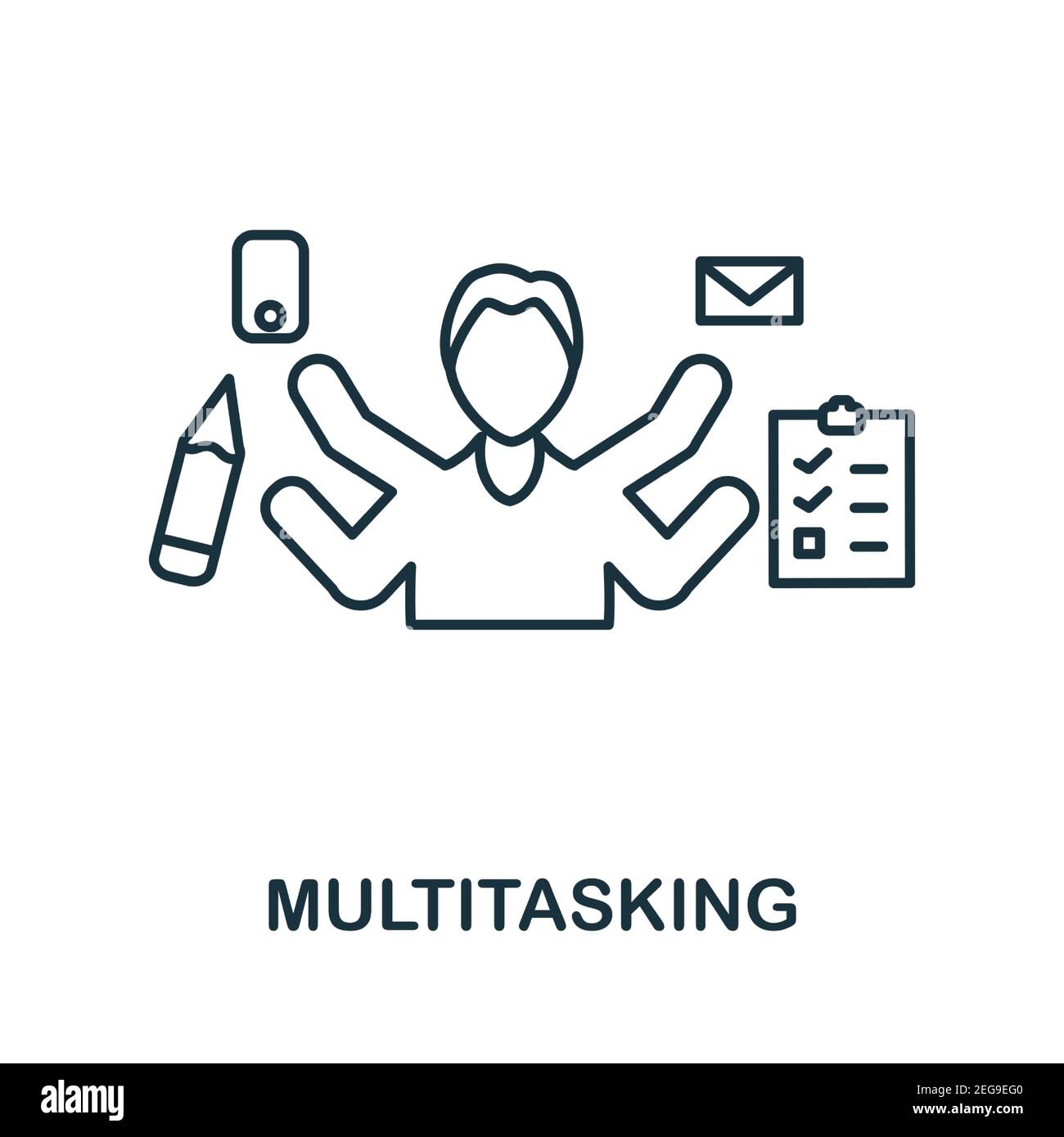 Multitasking-Symbol. Einfaches Element aus der Verwaltungssammlung. Kreatives Multitasking-Symbol für Webdesign, Vorlagen, Infografiken und vieles mehr Stock Vektor