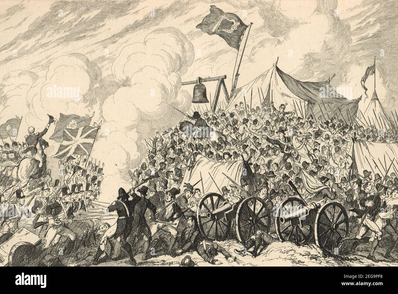 Niederlage der Rebellen in der Schlacht von Essig Hill am 21. Juni 1798. Ein Engagement während der irischen Rebellion von 1798 Stockfoto