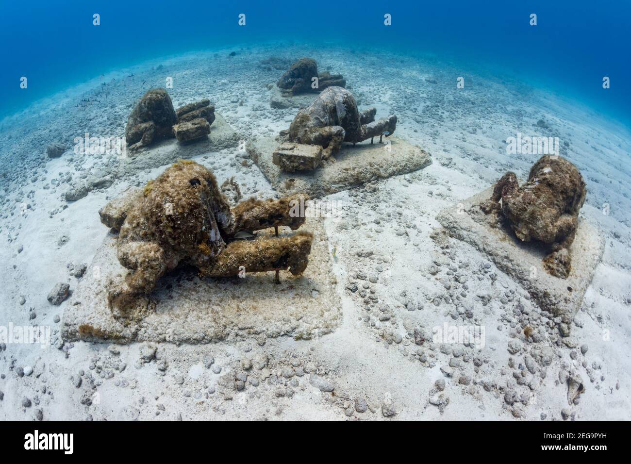 Statuen des Underwater Museum of Art, Cancun, Yucatan Peninsula, Australien Stockfoto