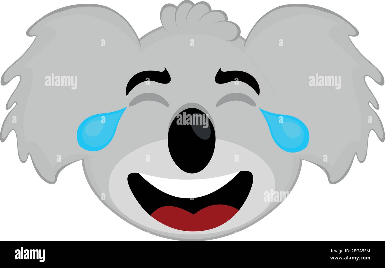 Vektor-Emoticon Illustration des Kopfes eines Koala mit Ein glücklicher Ausdruck und Tränen des Glücks Stock Vektor