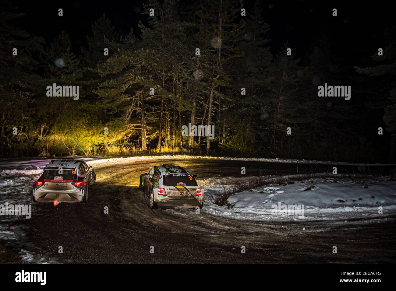 32 Cedric DE CECCO, Jerome HUMBLET (Bel), CEDRIC DE CECCO (Bel), SKODAFabia Evo, RC2 Rally2, Aktion während der Rallye-Weltmeisterschaft der WRC 2021, Rallye Monte Carlo am 20. Bis 24. Januar 2021 in Monaco - Foto Grégory Lenormand / DPPI Stockfoto