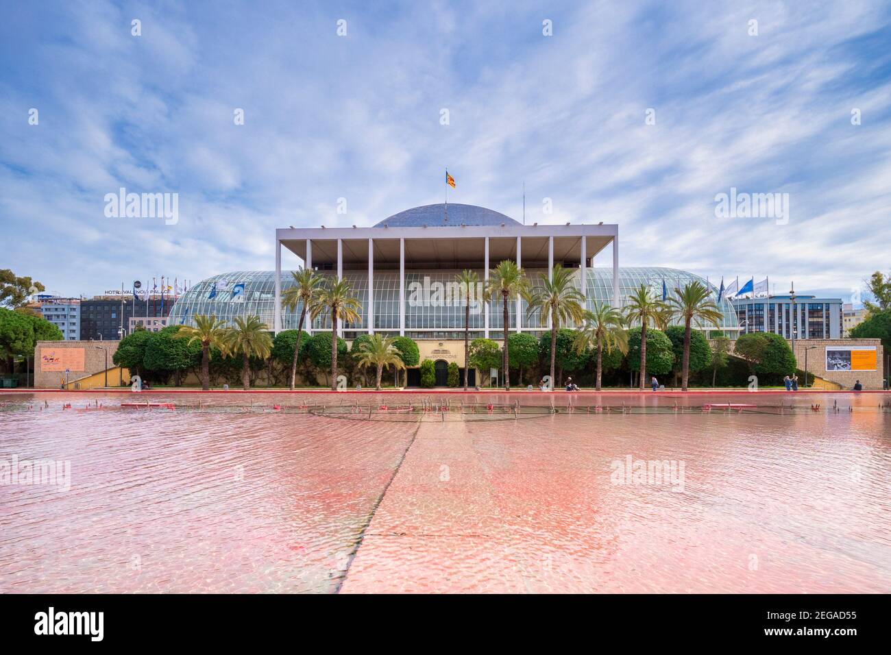 3. März 2020: Valencia, Spanien - der Palau de la Musica, ein Konzertsaal und Ausstellungszentrum im Jardin del Turia, Valencia. Stockfoto