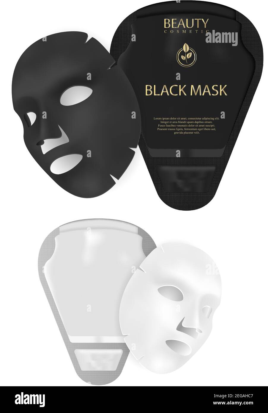 Gesichtsmaske. Packung Mit Kosmetischen Masken. Beauty-Produkt für Spa  Feuchtigkeit Haut Behandlung. Einweg-Beutel Verpackung Vorlage für Kollagen  Maske isoliert Stock-Vektorgrafik - Alamy