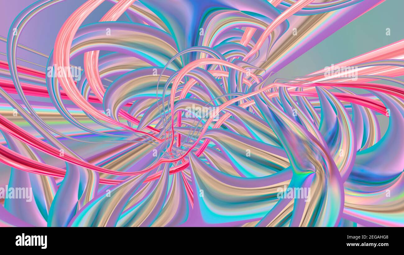 Abstrakter pastellfarbener Hintergrund mit Linien und Formen. 3D Bild Stockfoto
