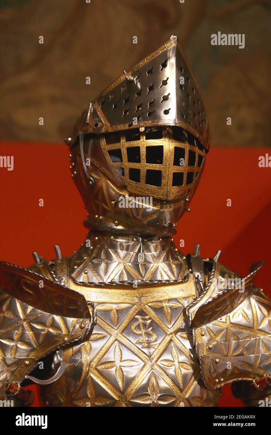 Krakau. Krakau. Polen. Kinderrüstung von König Sigismund II. Augustus Vasa. Spätmittelalterliche und Renaissance-Rüstung für 15 Jahre König gemacht. Stockfoto