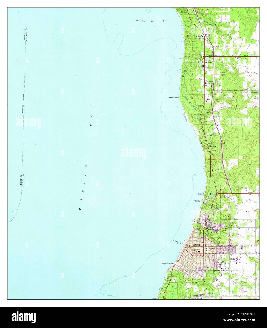 Daphne, Alabama, Karte 1953, 1:24000, Vereinigte Staaten von Amerika von Timeless Maps, Daten U.S. Geological Survey Stockfoto