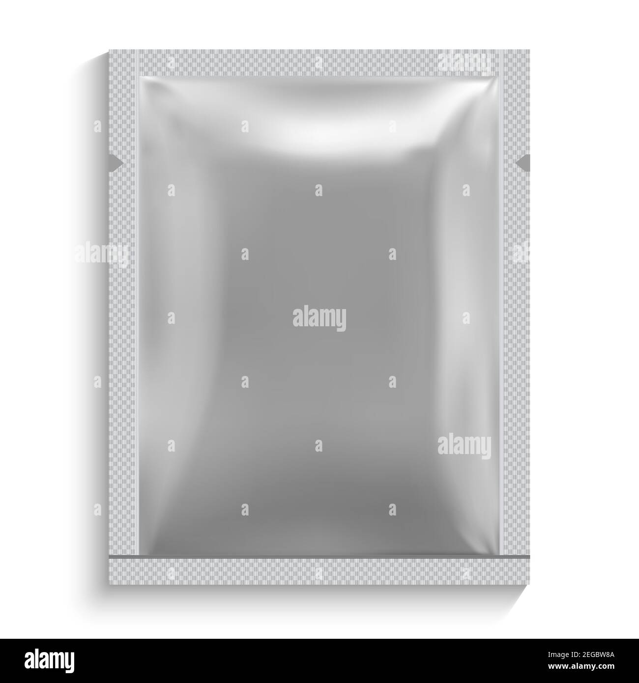 Teebeutel Mockup. Folienzucker-Paket Vektor leer. Beispiel für eine Vorlage aus Kunststoff oder Papiertüte für Schokolade. Nasse Serviettentasche Nachbau. Abdeckung für kosmetische Sonde Stock Vektor